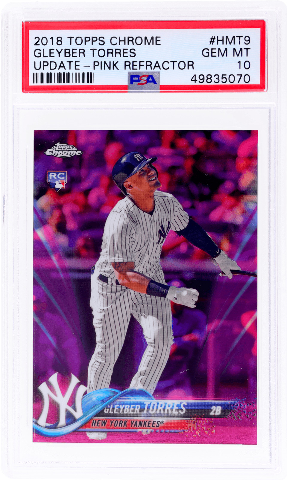 2018 Topps Chrome Update Gleyber Torres Pink Refractor #HMT9 PSA 10 Rookie RC