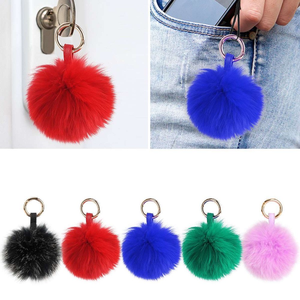 10cm Soft Real Fox Fur Ball Pom pom Car Phone Keyring Bag Charm Pendant Keychain