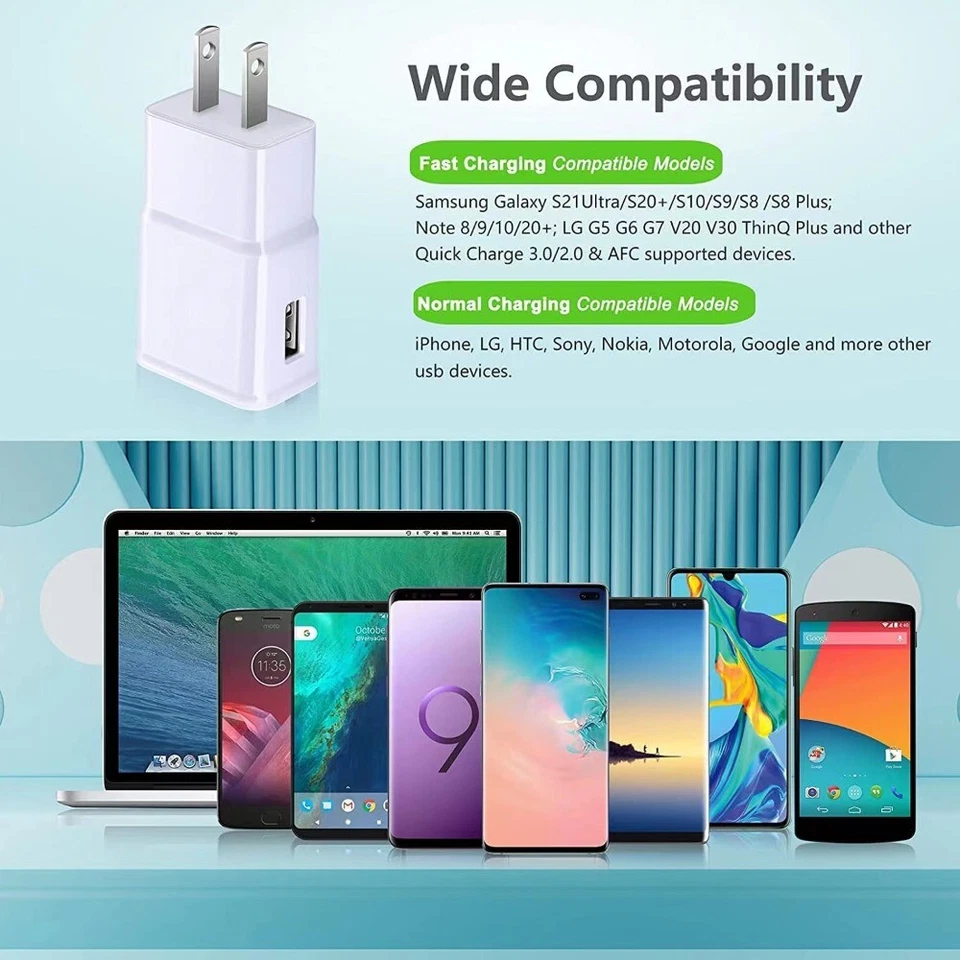 USB Fast Charger Block Wall Power Adapter For Samsung Android Google Phone Lot - Image 3 of 4
