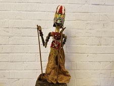 Vintage Antique Indonesian Wayang Golek Java Stick Shadow Puppet w/ Batik Dress