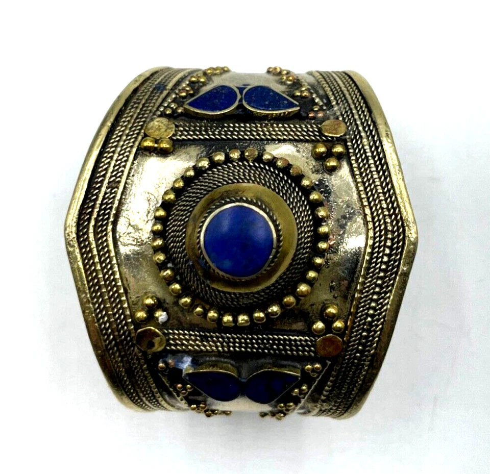 Stattlicher vintage Tuareg Berber Schmuck Armreif Armspange Lapislazuli unisex - Bild 4 von 4