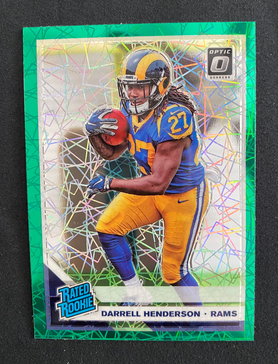 2019 Optic Green Velocity #160 Darrell Henderson RATED ROOKIE,HOT STAR @ $ TO GO