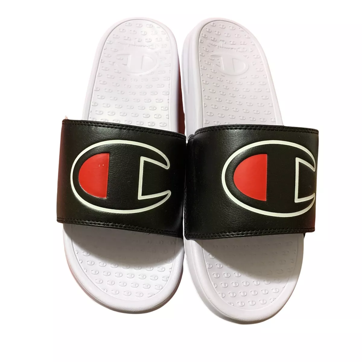 Black and white champion slides sales