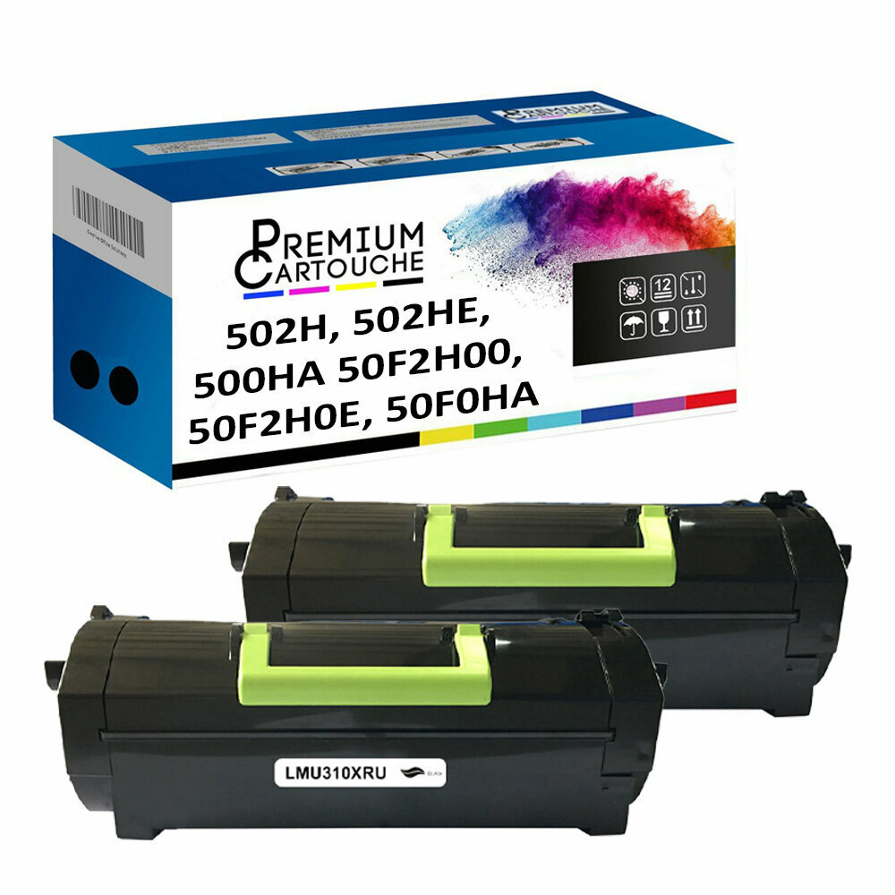Toner 502H 50F2H0E noir compatible contre les textes pâles sur Lexmark