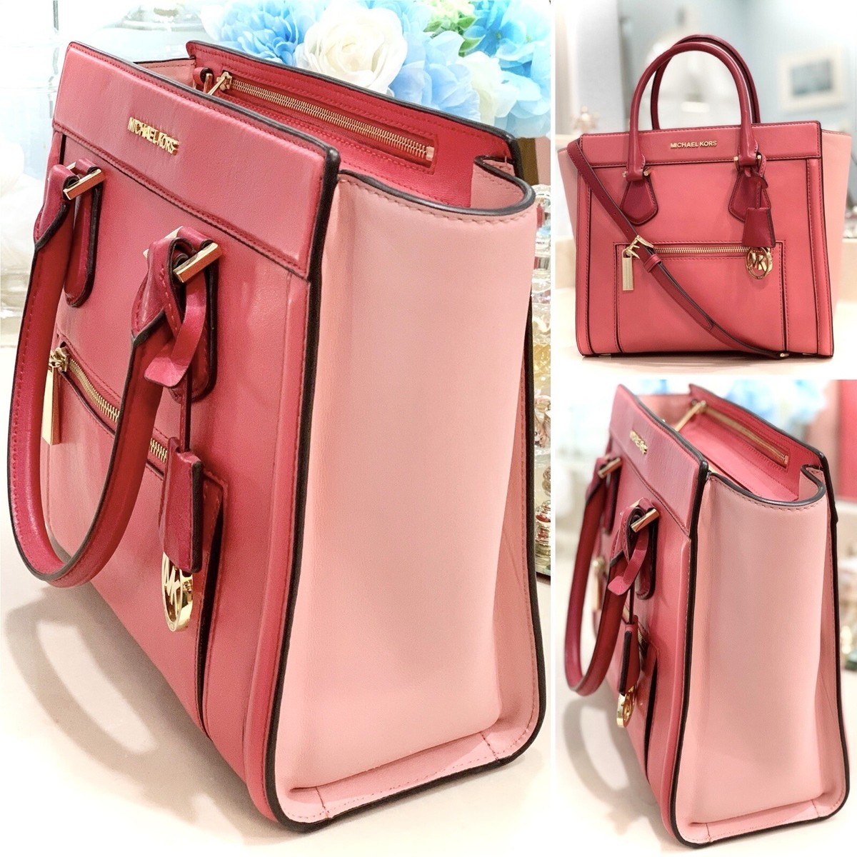 RARE MICHAEL KORS Colette Satchel Leather Large Logo Color RARE MICHAEL KORS Colette Satchel Leather Large Logo Color