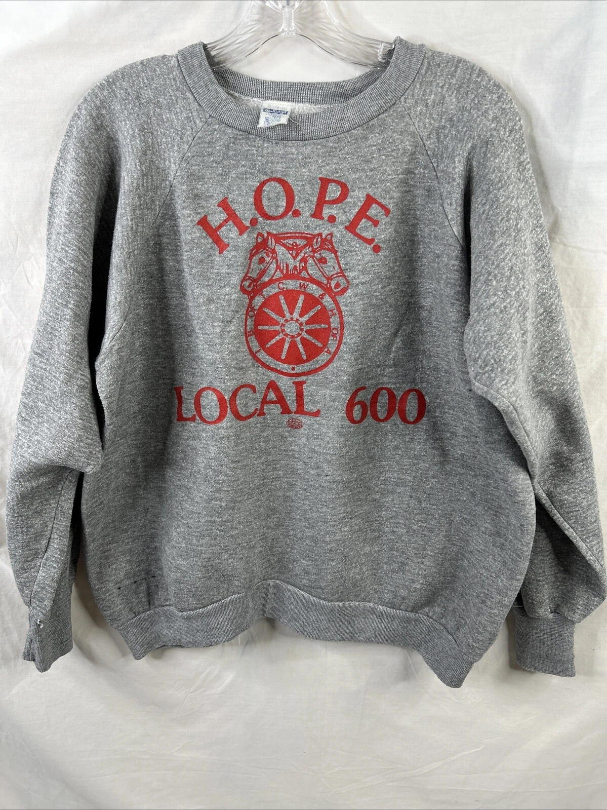 Vintage Teamster’s Local 600 XL Healthknit Crewneck Sweatshirt Grey USA READ