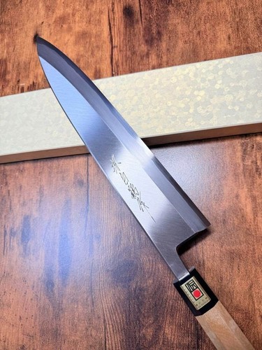 Sakai Shiratsuru Deba Japanese Kitchen Knife 270mm White Steel #2 New - Picture 3 of 8