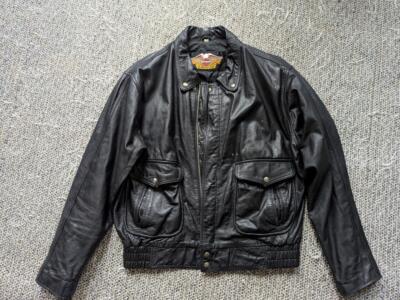vintage HARLEY DAVIDSON leather XL black BOMBER motorcycle