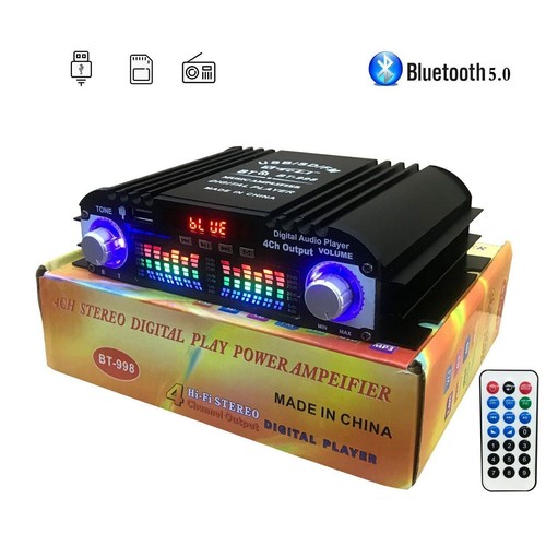 4-Kanal Endstufe Digital Verstärker DC12v Bluetooth 5.0 Auto PKW AMP Subwoofer - Picture 10 of 14