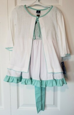 Well Dressed Wolf Girls Size 3 3pc Mint Marshmallow Set w/ Bloomers and Cardigan