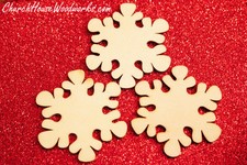 25 qty 2 inch Snowflake Wood Christmas Embellishments Crafts Ornaments Decor DIY