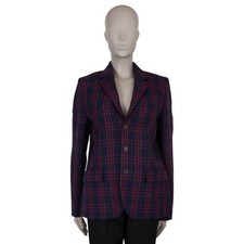 70955 auth CHRISTIAN DIOR navy  red wool 2018 PLAID Blazer Jacket 40 M