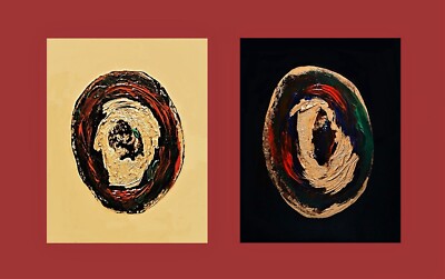 PAINTING; 'PORTRAITS OF ABSTRACTS - BI',ACRYLIC,METALLIC GOLD,2 CANVAS,FREESHIP!