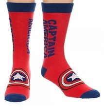 MARVELCAPTAIN AMERICA R/W/B LOGO AND TEXT TEEN/ADULT CREW SOCKS