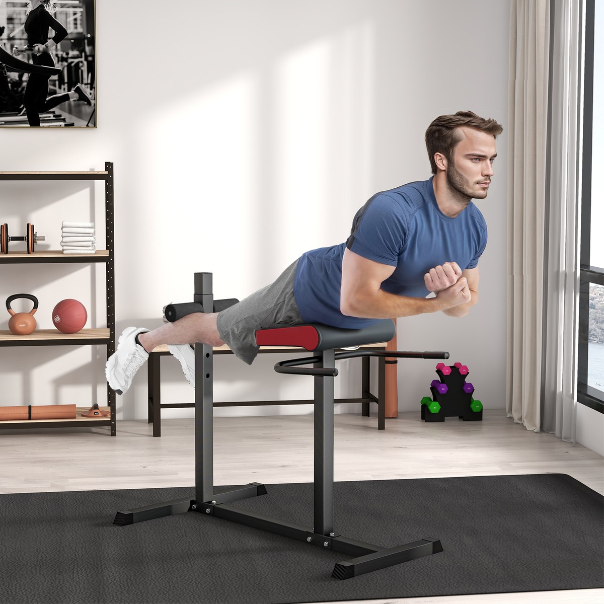 Back Extension Roman Chair Hyperextension Bench Adjustable Leg