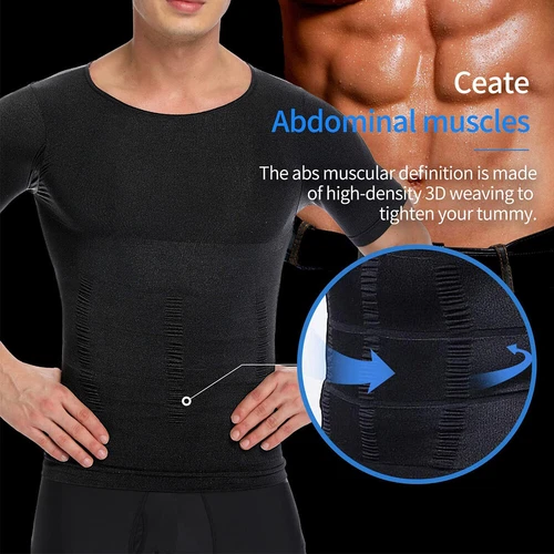 Men Fajas Para Hombres Faja Reductora De Hombres Body Abdomen Control Tee Shaper image 3