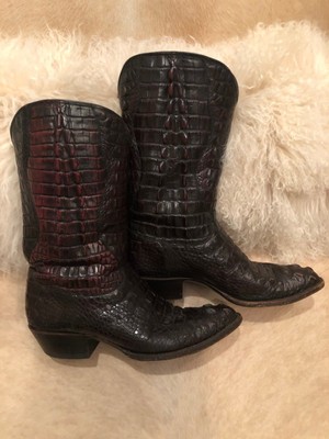 RARE Top & Bottom FULL GATOR Lucchese Cowboy Boots 9 1/2 D head cut ayala style | eBay