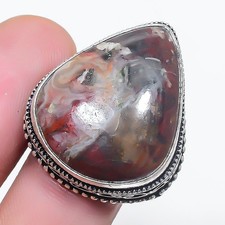 Crazy Lace Agate Gemstone Ring Handmade Unique Design Vintage Jewelry 9" VR 202