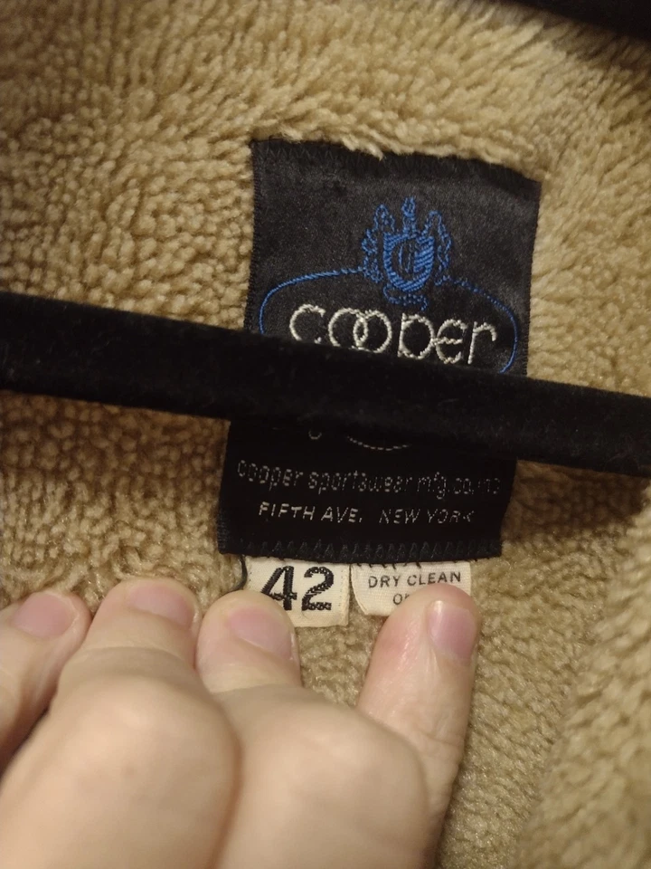 Abrigo Cooper Barn Sherpa Forrado Años 70 Nueva York Cuero Botones Ropa de Trabajo Talla 42 De Colección Foto 4 de 4