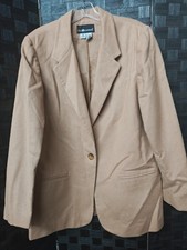 Sag Harbor women's size 16 100 wool Khaki Brown Tan Blazer Dress jacket