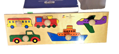Puzzle-Wooden Peg Tray-Doron Layeled-Transportation-20'' Long-As Shown