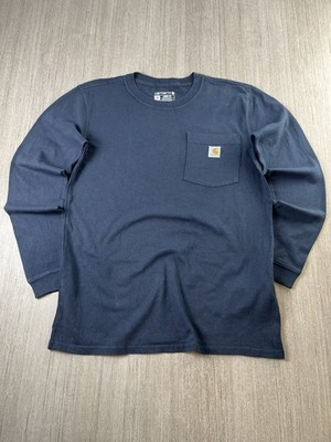 Carhartt Herren Loose Fit Heavyweight Long Sleeve Pocket T-Shirt XS Navy Blau