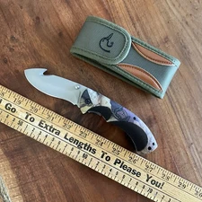 Ducks Unlimited Folding Lock Blade Gut Hook Knife With Sheath