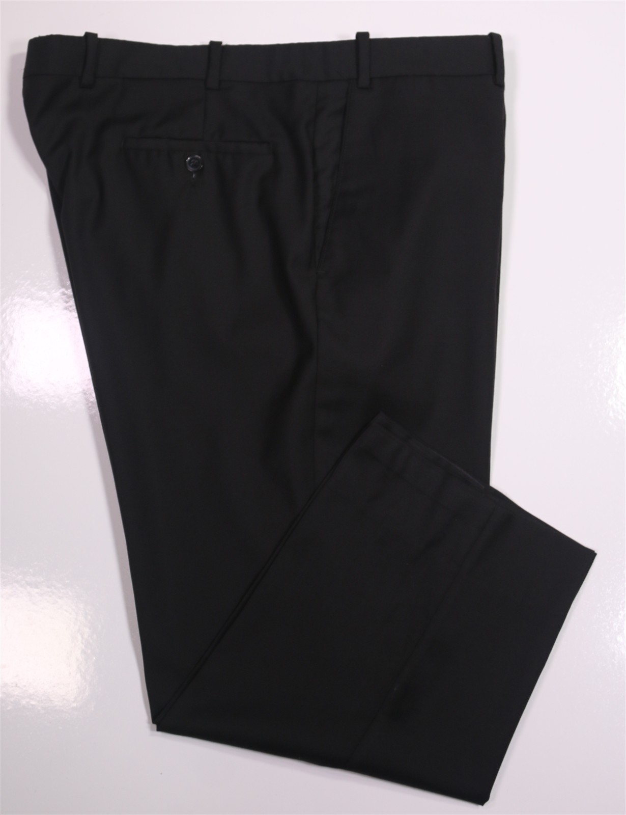 Peter Millar Solid Black Wool Flat Front Dress Pa… - image 1