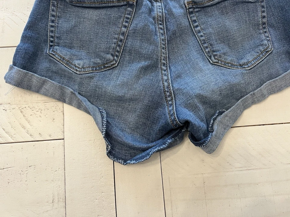 Шорты для девочек Hollister California с низкой талией синие/джинсовые расширенные эластичные 5 - Изображение 4 из 4