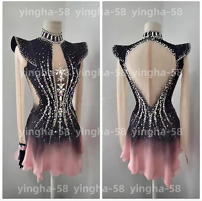 Competition Figure Skating Twirling Costume black dyeing