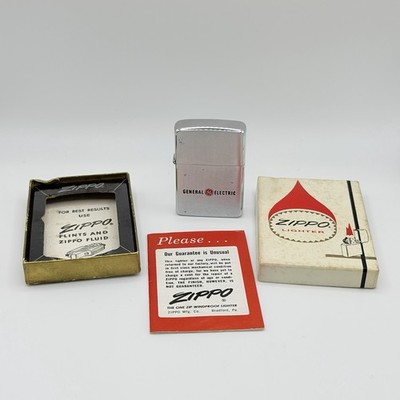 Vintage GE General Electric Slim Zippo Lighter NEW Box Silver 2517191 Thrift