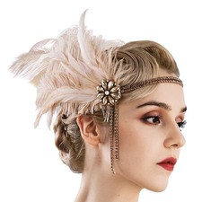 Feather Headband Head Chain Ornament Fancy Dress Womens Headwrap Costume