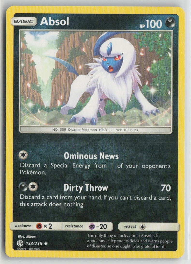 Absol 133/236 Uncommon Cosmic Eclipse Pokemon Lightly Played