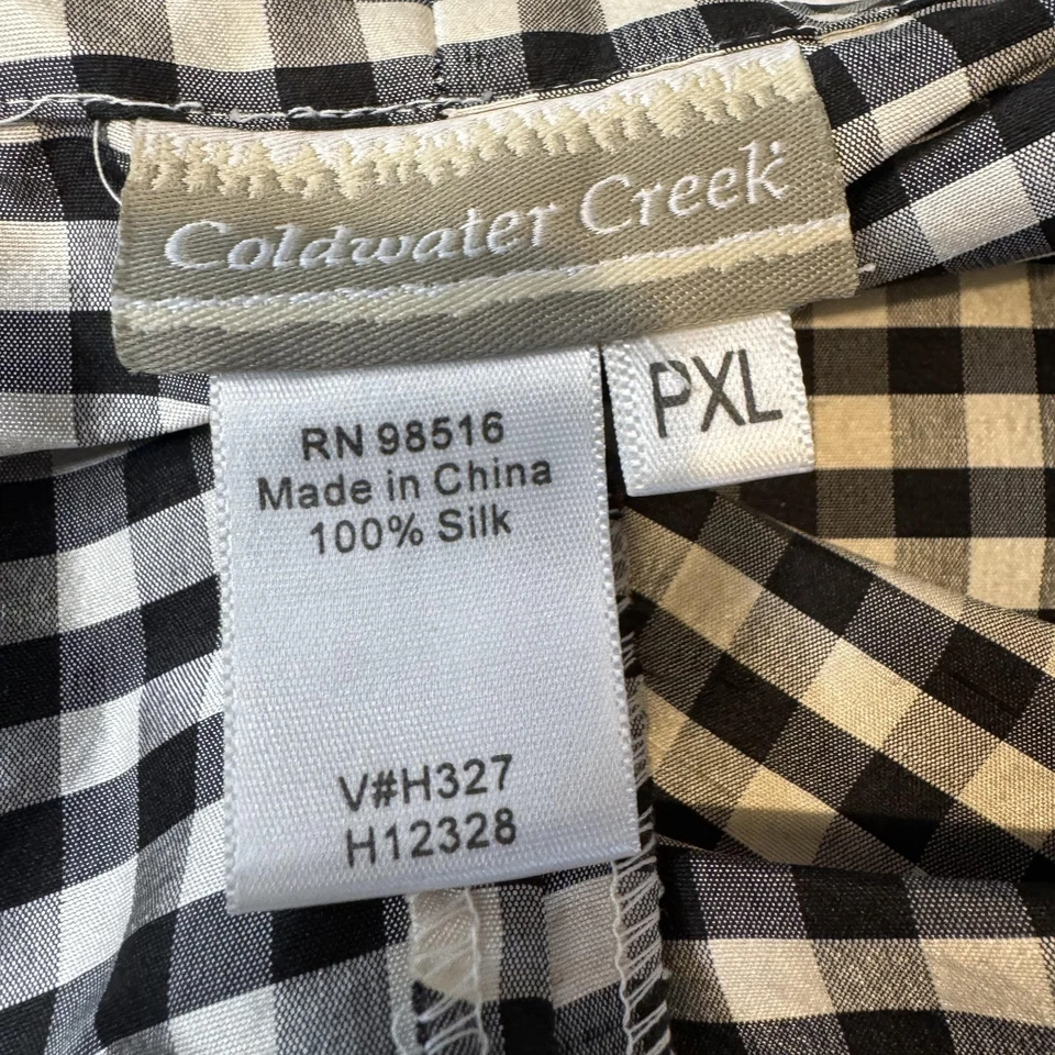 Pantalones Coldwater Creek de Colección para Mujer PXL Negro Blanco Seda Guinga Cuadros Oficina Cas Foto 3 de 4