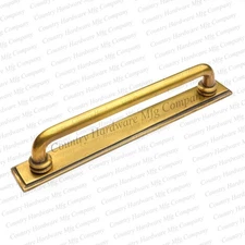 Unlacquered Antique Solid Brass Button Pulls with Backplate - Multiple Sizes