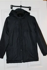 Target's Cat and Jack Girls Black Winter Coat  w/hood -Size L w/ Faux Fur Lining
