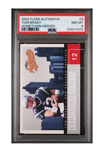 2002 Fleer Authentix Tom Brady #9 PSA 8 NM-MT Patriots Goat MVP HOF