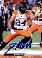 David Mackie Signed 2023 Upper Deck CFL Football card BC Lions