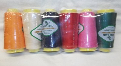 PACK OF 6 - KING BIRD SEWING THREAD 100% POLYESTER VARIES COLORS