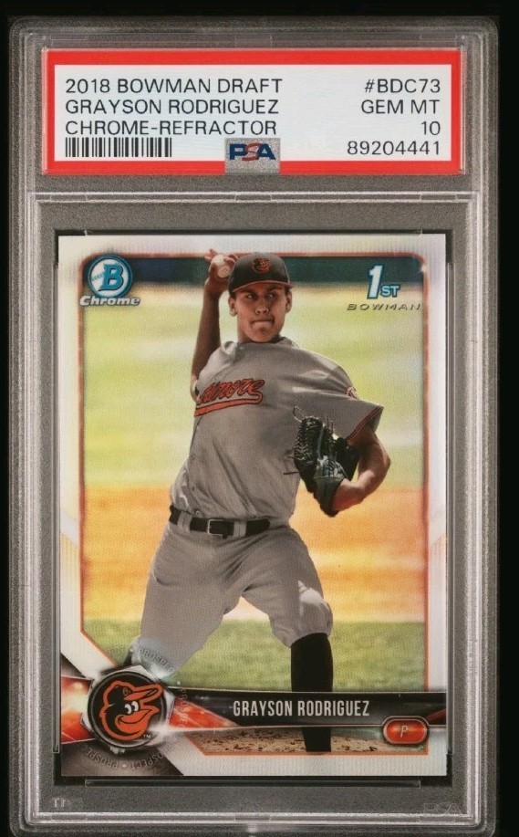 ⚾2018 Bowman Draft Grayson Rodriguez Chrome Refractor 1st #BDC-73 Angels  PSA 10