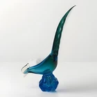 Vintage Murano Art Glass Teal Green & Blue Pheasant 15” Decorative Bird Repaired