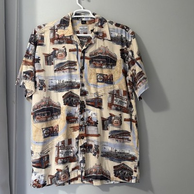 David Carey Originals Men XL Button New Orleans Short Sleeve Shirt All Over Prnt