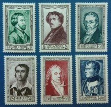 France neufs, n°891 à 896, série personnages célèbres 1951, N*
