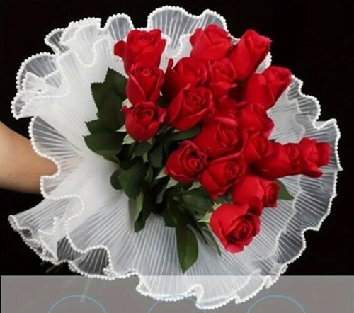 Elegant Korean Floral Paper Beaded Pleated 4m Roll 3 Colours Fabric - Picture 6 of 15