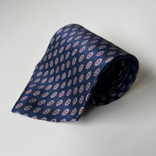 Chaps Ralph Lauren Blue Geometric Silk Necktie Vintage Made USA
