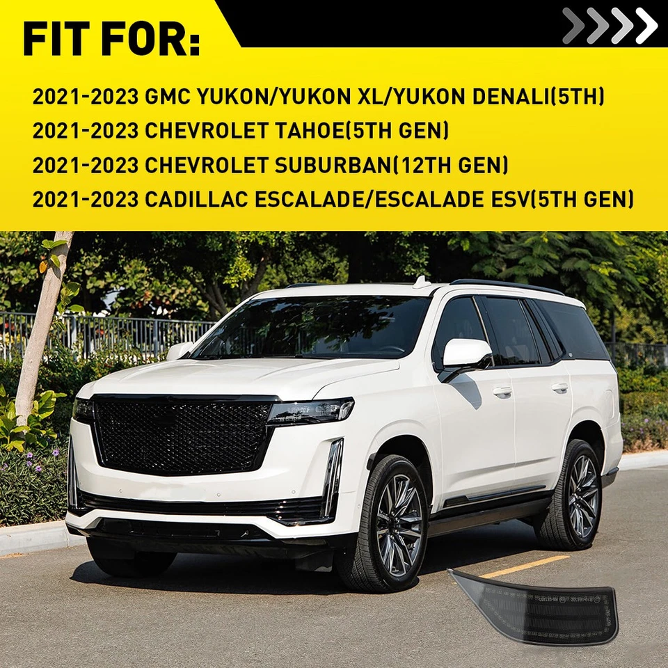 LED 侧标记灯适用于凯迪拉克凯雷德雪佛兰郊区 GMC 育空 2021 - 2024 — 第 2/4 张图片