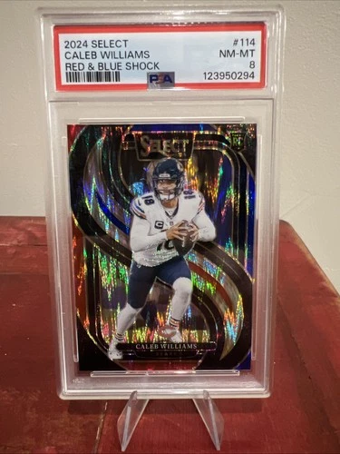 2024 Select Premier Level Caleb Williams #114 Red & Blue Shock Prizm (RC) PSA 8