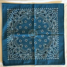 NEW! 10 Lot Teal Hav-A-Hank 100% Cotton Paisley Bandanas 21"X21" USA Made