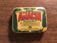Vintage Anacin Analgesic 12 Tablet EMPTY Pocket Tin Container  Miniature  