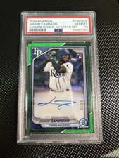 2024 Bowman Chrome Junior Caminero Rookie Auto RC Green Refractor #/99 PSA 10